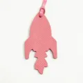 Colgante de bolso de cohete de cuero rosa, accesorio de cartera y bonito adorno de coche. - Rosa