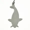Elegante colgante de bolso con forma de ballena en cuero gris para bolsos de mujer. - Gris