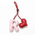 Ciondolo Borsa In Pelle Lettera R Rosa E Cuore Rosso Ciondolo Fatto A Mano Stile - Rosa Chiaro con Cuore Rosso Vivo
