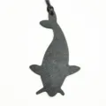 Black leather whale bag charm stylish animal pendant handbag accessory for women daily use - Black