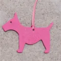 Charme de sac chien en cuir rose porte-clés terrier mignon pendentif pour femmes - Rose rouge