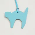 Cute blue leather cat bag charm pendant for women handbag accessory stylish cute kitty design - Sky Blue