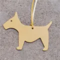 Détail de breloque de sac chien en cuir jaune, porte-clés terrier mignon et accessoire. - Jaune