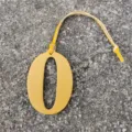 Yellow leather number 0 bag charm pendant accessory DIY lucky number decorative piece. - Yellow