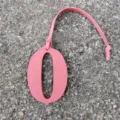 Pink leather number 0 bag charm DIY pendant fashion accessory for handbags and packs. - Pink