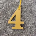 Yellow leather number 4 bag charm DIY pendant lucky number accessory for handbags and backpacks - Yellow