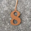 Number 8 leather bag charm pendant DIY digital accessory for fashion handmade handbag crafts. - Brown