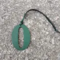 Green leather number 0 bag charm detail, textured leather diy pendant hanging accessory. - Dark Green