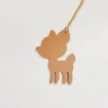 Cute deer shape leather bag charm in camel color, premium leather strap handbag accessory. - Brown