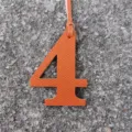 Orange leather number 4 bag charm DIY pendant stylish accessory for handbags and backpacks - Orange