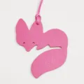 Detail view of the pink leather fox bag charm, showing the delicate texture and animal shape. - Rose Red