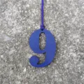Purple leather number 9 charm pendant bag accessory DIY hanging decoration detail - Sapphire Blue