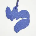 Blue leather fox bag charm pendant cute animal purse accessory decorative keychain pendant. - Sapphire Blue