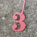 Pink leather number 3 bag charm pendant, stylish DIY accessory for handbags, purses and keys. - Pink