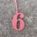Pink leather number 6 bag charm DIY pendant cute keychain accessory for handbags purses - Pink