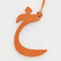 Orange leather Arabic letter bag charm, luxury style handbag pendant key chain accessory - Orange