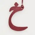 Arabic letter leather bag charm pendant, burgundy keyring accessory for women handbags. - Burgundy