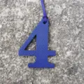 Blue leather number 4 bag charm, stylish handbag pendant DIY accessory for women and girls. - Sapphire Blue