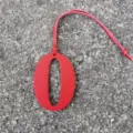 Red number 0 leather bag charm DIY pendant fashion purse accessory handbag decoration - Red