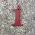 Leather number 1 bag charm stylish red DIY pendant luxury style accessory for handbags purses. - Burgundy
