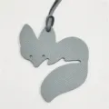 Grey leather fox bag charm detail, stylish animal pendant accessory for handbags and purses. - Gray