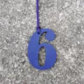 Lila Leder Nummer 6 Taschenanhänger, Luxus DIY Anhänger Zubehör für Handtaschen und Schlüssel. - Saphirblau