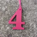 Hot pink leather number 4 bag charm DIY pendant fashion accessory for stylish handbags - Rose Red