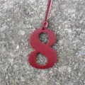 Red leather number 8 charm DIY pendant stylish accessory for bags and purses decor - Burgundy