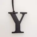 Black leather letter Y bag charm initial pendant purse accessory for everyday use - Black