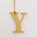 Leather Letter Y Bag Charm Initial Pendant Luxury Style Handbag Accessory Gold Yellow - Yellow