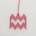 Pink leather Aquarius zodiac charm pendant stylish bag accessory for women daily wear - Pink