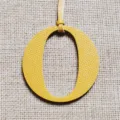 Yellow leather letter O bag charm pendant, stylish alphabet accessory for women handbags. - Yellow