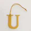 Leather initial letter U bag charm yellow alphabet pendant for handbags purses accessory - Yellow