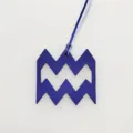 Blue leather zodiac charm Aquarius astrology pendant stylish bag accessory for women - Blue