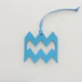 Aquarius blue leather zodiac charm with hanging strap, chic astrology design accessory for bags. - Sky Blue