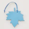 Blue leather maple leaf bag charm car pendant luxury style accessories for handbags - Sky Blue