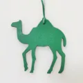 Green leather camel bag charm, stylish animal pendant accessory for women handbags and purses. - Green