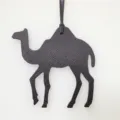Black leather camel bag charm pendant, cute animal handbag accessories for women and girls. - Black