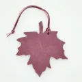 Leather maple leaf bag charm car pendant exquisite burgundy accessory for handbag decoration. - Burgundy