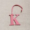 Pink leather letter K bag charm, stylish alphabet keychain pendant for women handbags accessory - Pink
