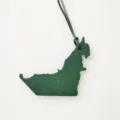 Green UAE map leather bag charm stylish genuine leather pendant accessory for women handbag. - Dark Green