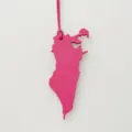 Breloque de sac en cuir rose carte de Bahreïn pendentif élégant accessoire pour sac à main. - Rose rouge