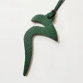 Dark Green Leather Arabic Letter Bag Charm Pendant Car Hanging Ornament Accessories - Arabic Alphabet Style / Dark Green