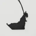 Stylish black leather UAE map bag charm pendant, perfect women handbag accessory for daily use. - Black