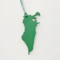 Green leather map bag charm, unique geographical pendant accessory for women's handbags and purses. - Green