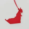Genuine leather UAE map shaped bag charm, stylish red handbag pendant accessory for women. - Red