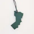 Oman map leather bag charm dark green stylish accessory pendant for daily handbag decoration - Dark Green