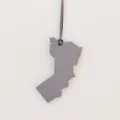 Grey leather map shaped bag charm, stylish premium keychain pendant accessory for handbags. - Gray