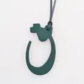 Dark green leather Arabic letter bag charm, stylish accessory for handbags and purses. - Dark Green
