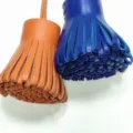 Nappa di pelle ciondolo borsa montone DIY chiave auto pendente accessorio elegante - Arancione e Blu Reale
